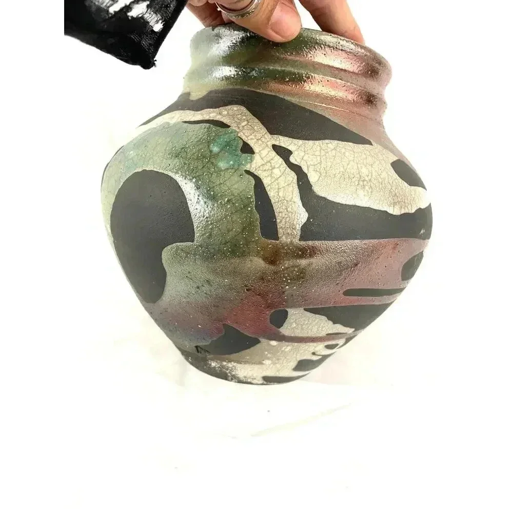 VTG Pottery Vase Abstract‎ Handmade Art Unique 7.5
